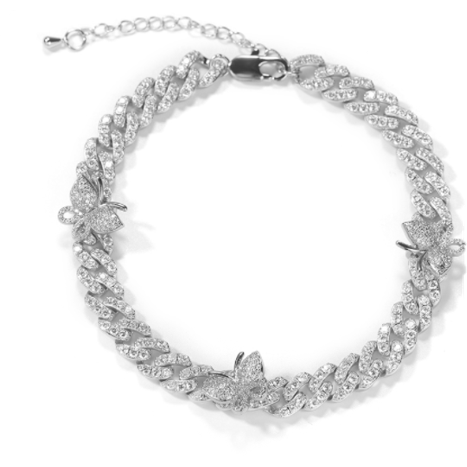 Adjustable Butterfly Cuban Link Anklet – The Diamond Piece