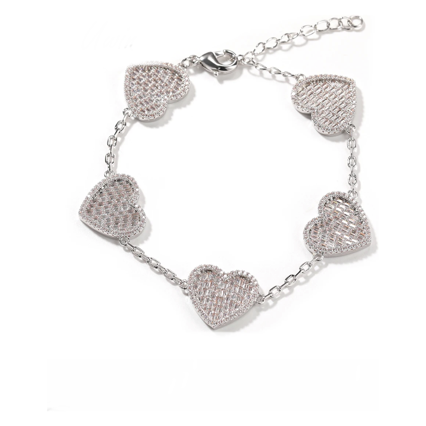 CZ Diamond Baguette Heart Bracelet