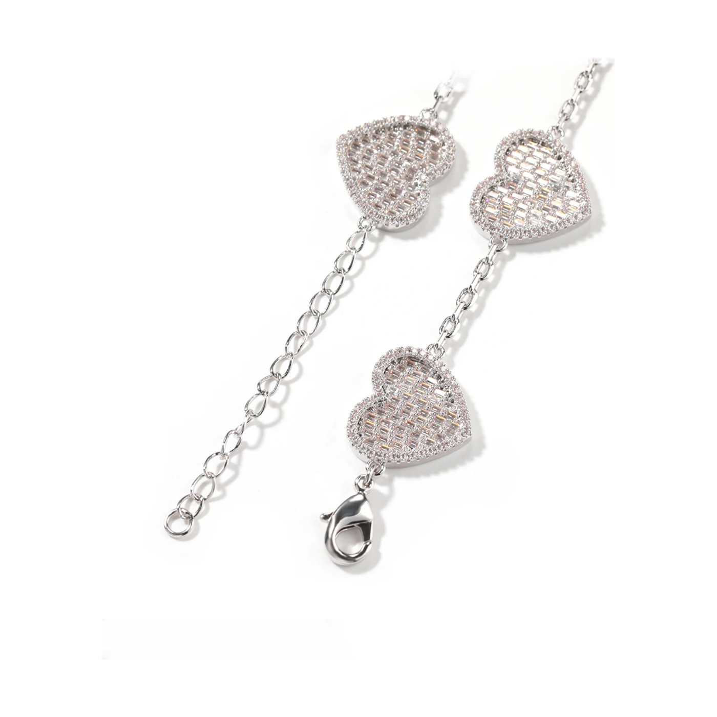 CZ Diamond Baguette Heart Bracelet