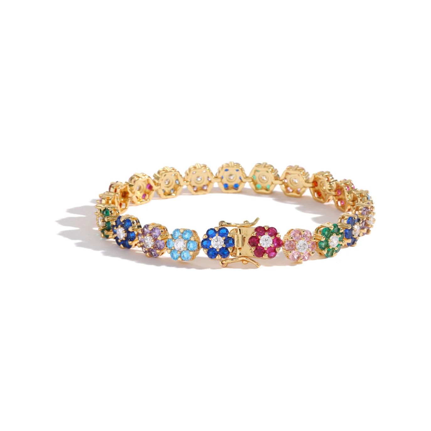 CZ Diamond Multicolor Flower Blossom Tennis Bracelet