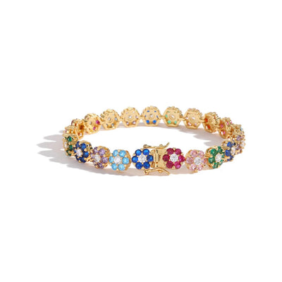 CZ Diamond Multicolor Flower Blossom Tennis Bracelet