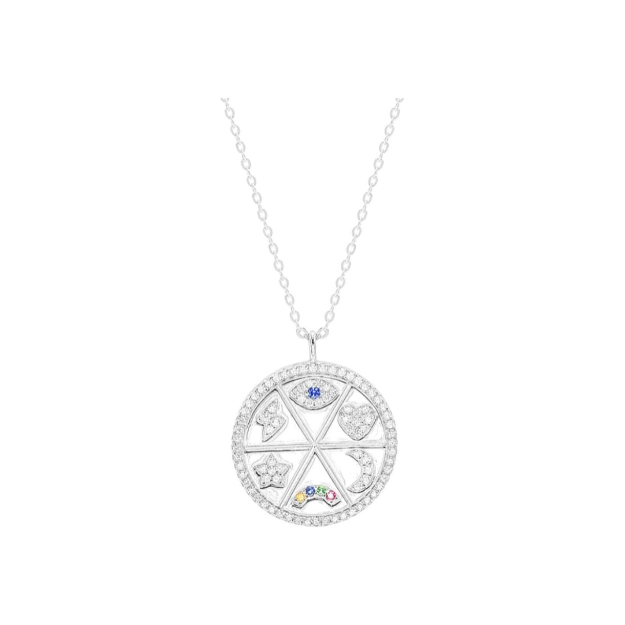 Sterling Silver Energy Wheel Pendant Necklace