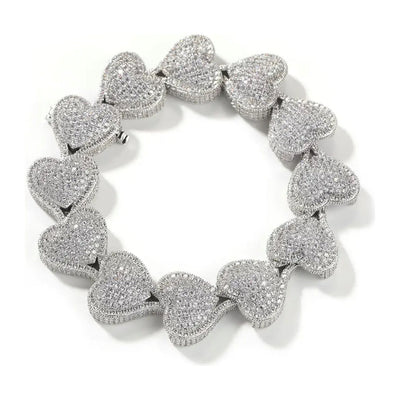 CZ Diamond Iced Heart Bracelet