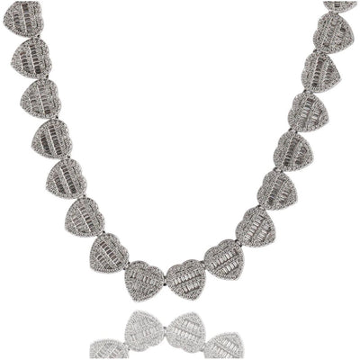 CZ Diamond Baguette Heart Necklace