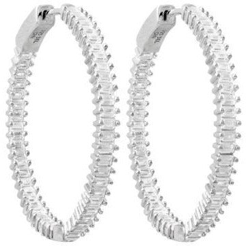 Baguette Hoop Earring ( .925 Sterling Silver )