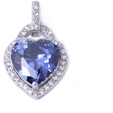 Sterling Silver CZ Diamond Sweetheart Gem Necklace