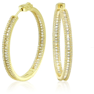 Diamond Luxe .925 Sterling Silver Hoop Earrings