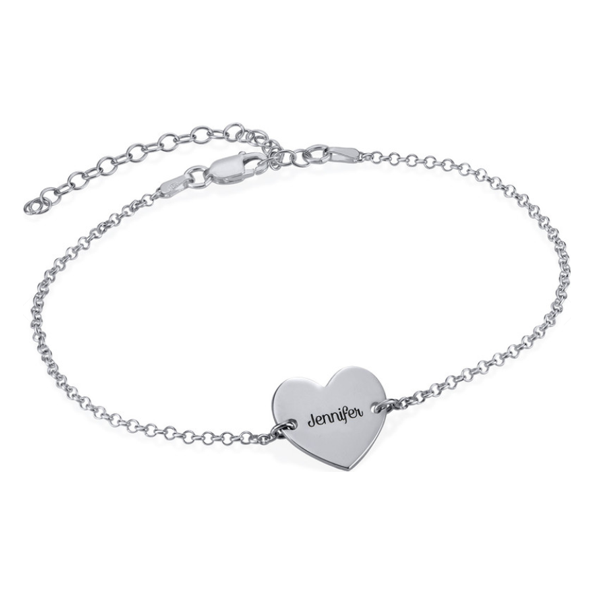 Sterling Silver Heart Name Anklet