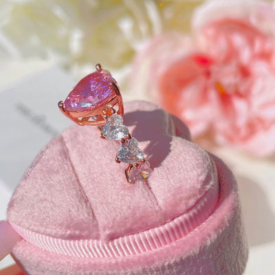 Sweet Love Sterling Silver CZ Diamond Heart Cut Ring