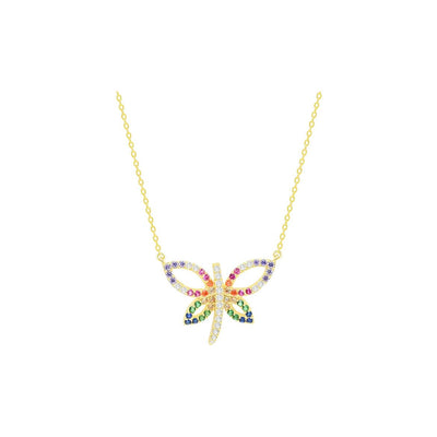 Sterling Silver CZ Diamond Butterfly Bliss Necklace
