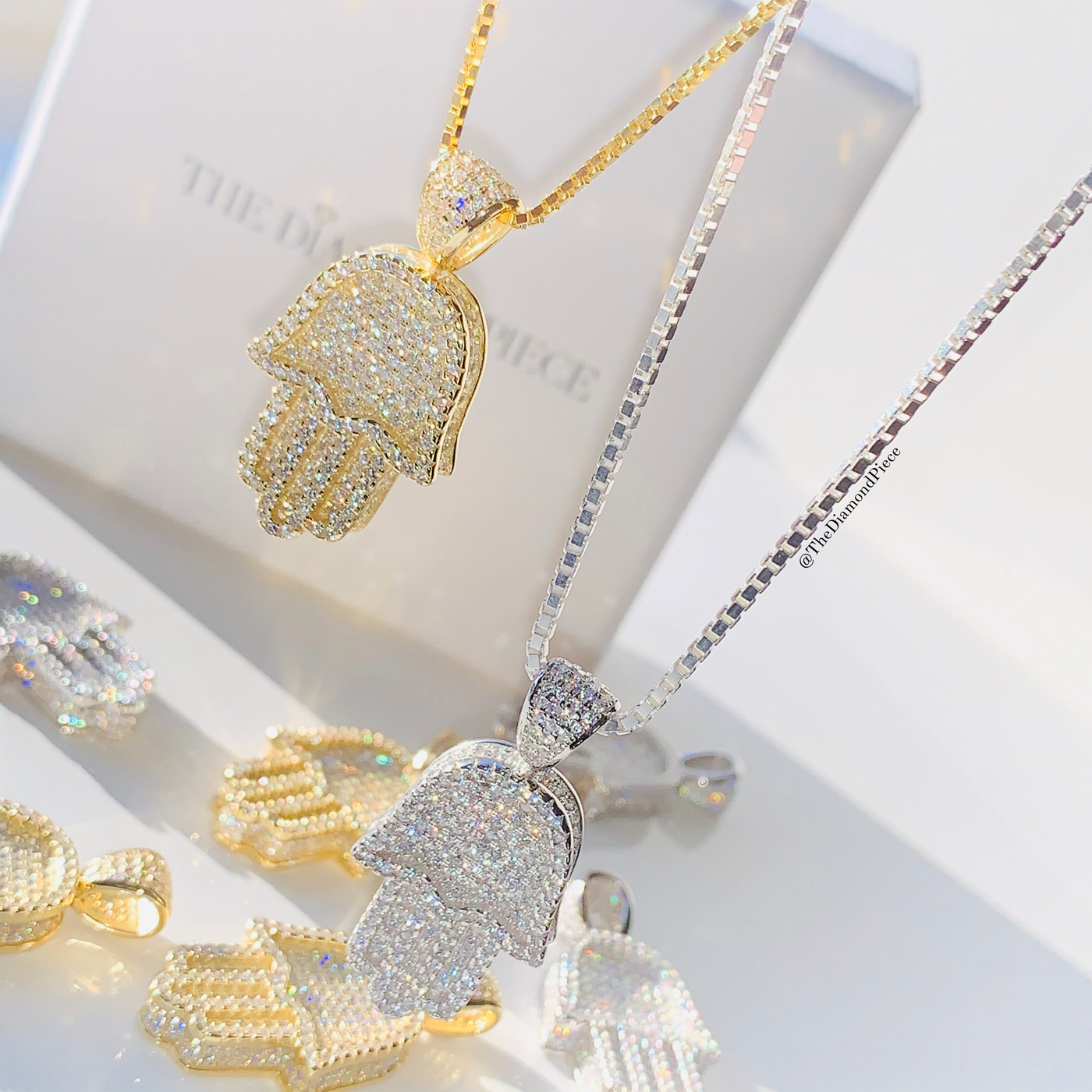 CZ Diamond Hamsa Pendant Necklace
