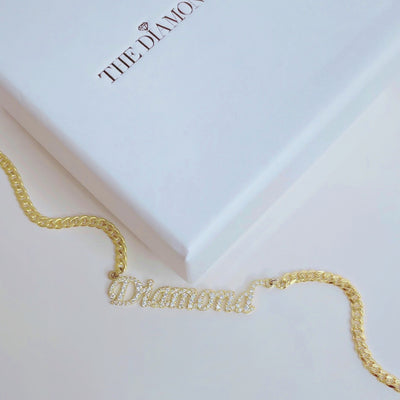 Sterling Silver CZ Diamond Name Anklet