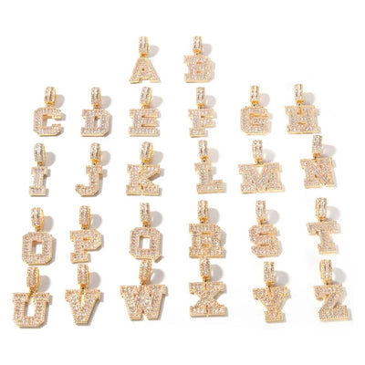 CZ Diamond Varsity Letter Pendant Necklace
