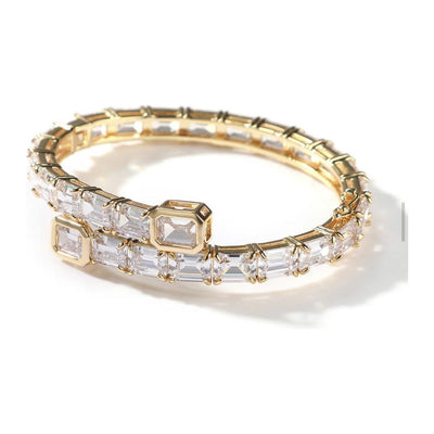 CZ Diamond Princess Cut Bangle Bracelet