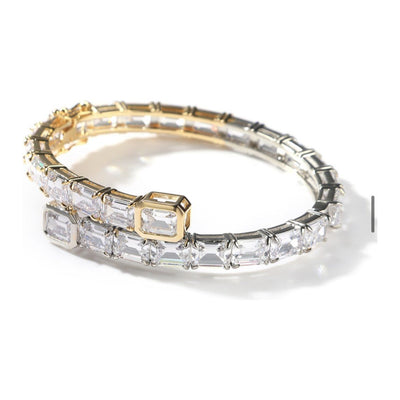 CZ Diamond Princess Cut Bangle Bracelet