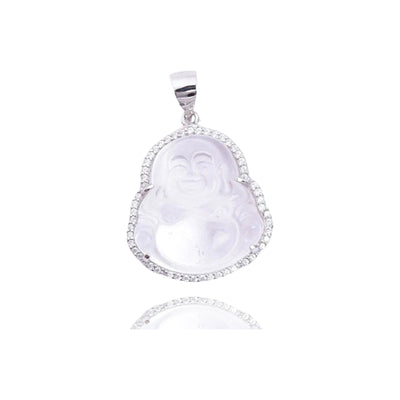 .925 Sterling Silver Crystal Buddha Charm Necklace