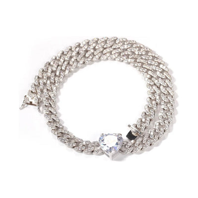 CZ Diamond Cuban Love Link