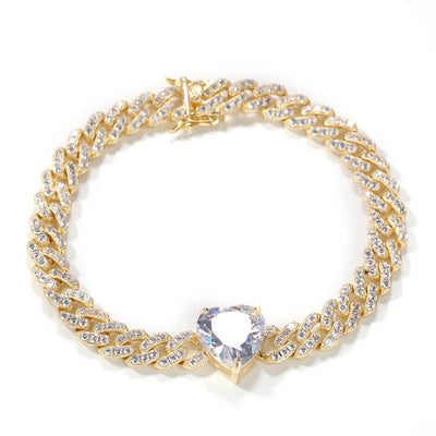 CZ Diamond Cuban Love Link