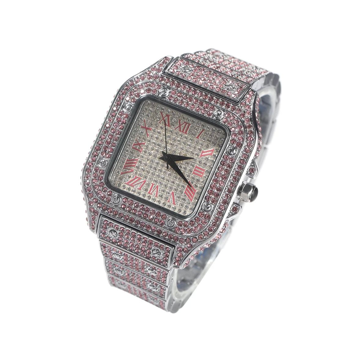 Pink Simulated Diamond Watch