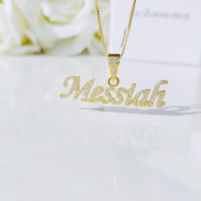 Sterling Silver Custom CZ Diamond Name Necklace