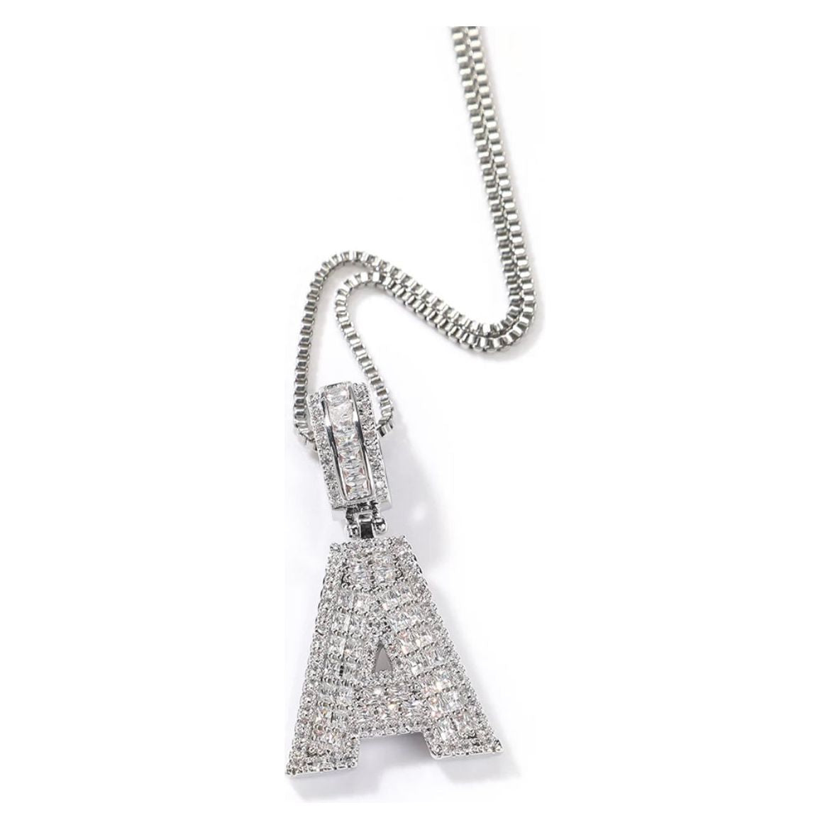 CZ Diamond Varsity Letter Pendant Necklace