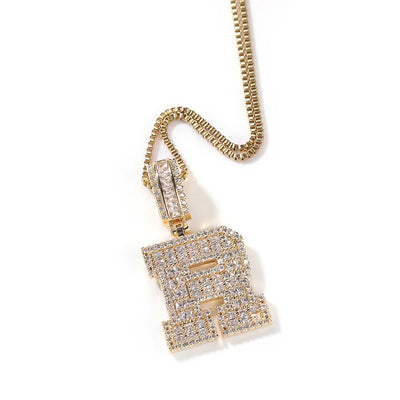 CZ Diamond Varsity Letter Pendant Necklace