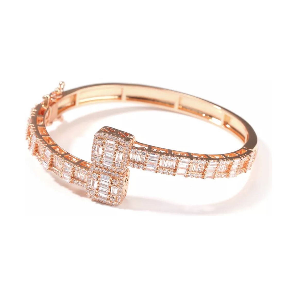 CZ Diamond Baguette Cluster Bangle