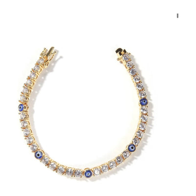 CZ Diamond Evil Eye Tennis Anklet