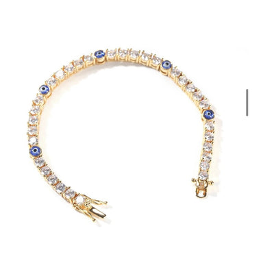 CZ Diamond Evil Eye Tennis Anklet