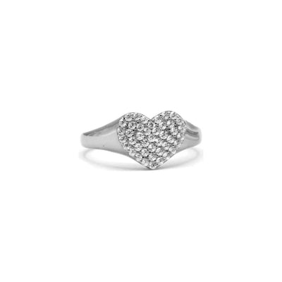 Sterling Silver CZ Diamond Pave Heart Ring