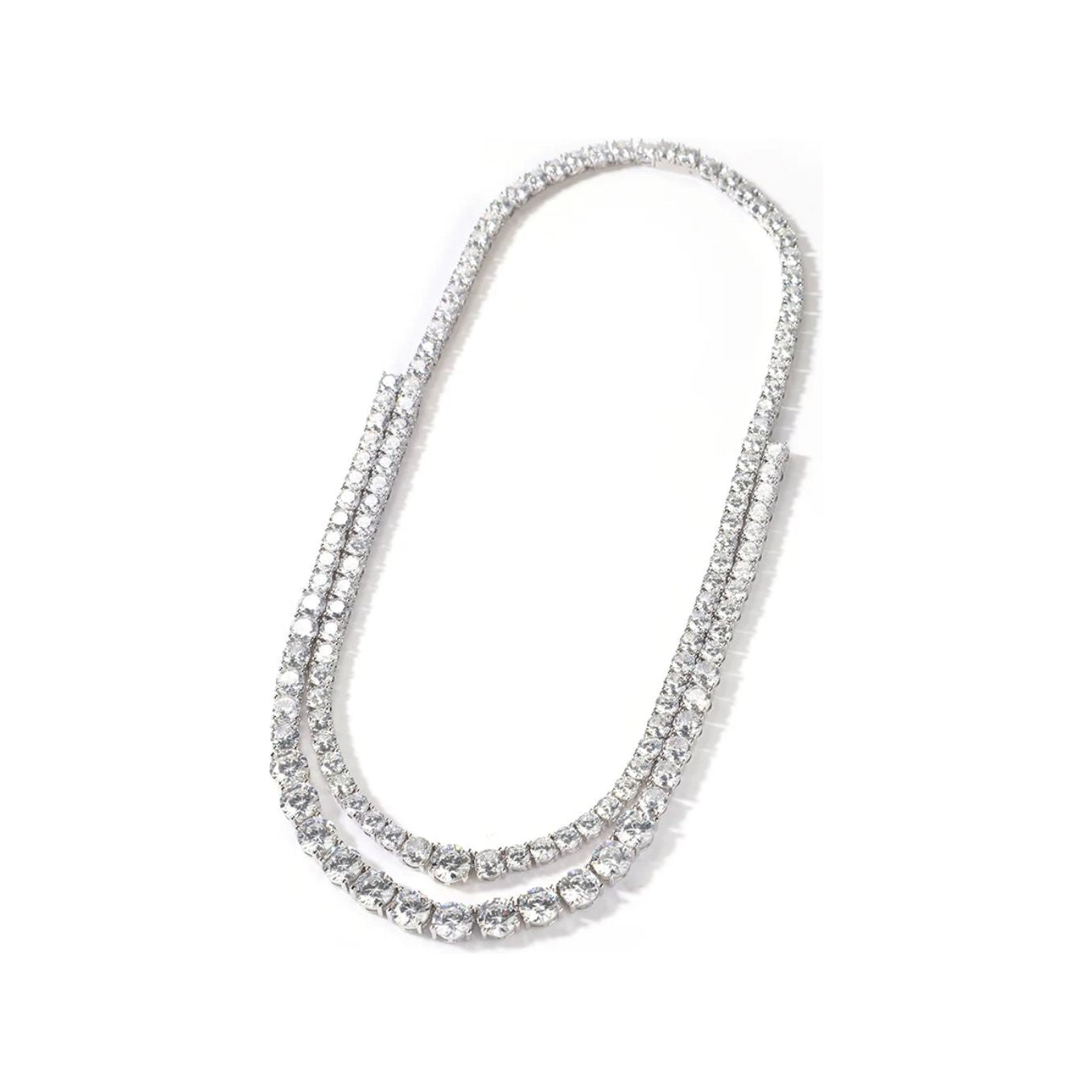 Double Row CZ Diamond Tennis Necklace