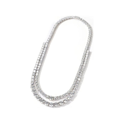 Double Row CZ Diamond Tennis Necklace