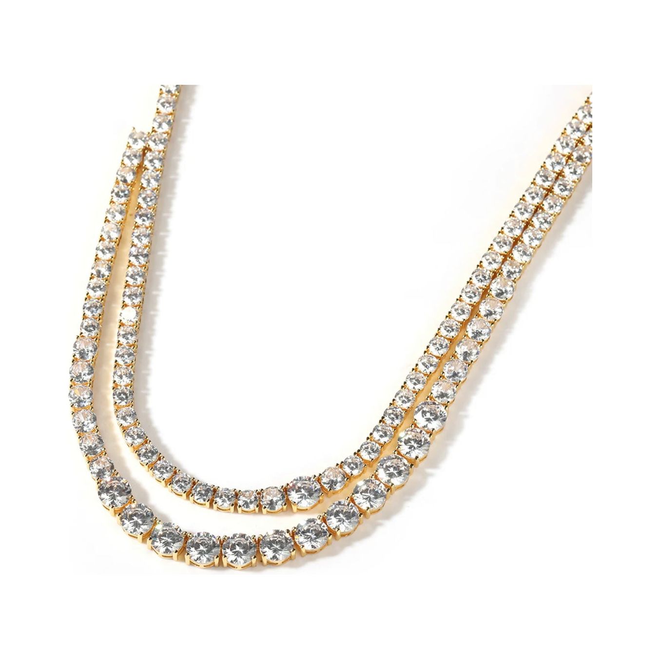 Double Row CZ Diamond Tennis Necklace