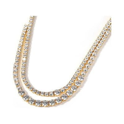 Double Row CZ Diamond Tennis Necklace