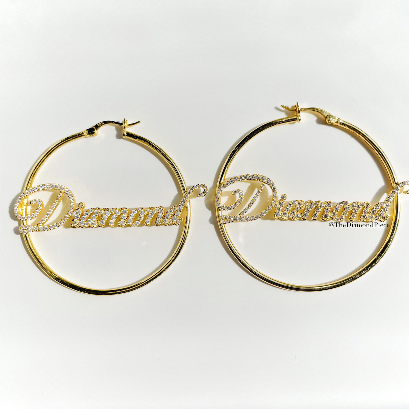 Sterling Silver CZ Diamond Name Hoops