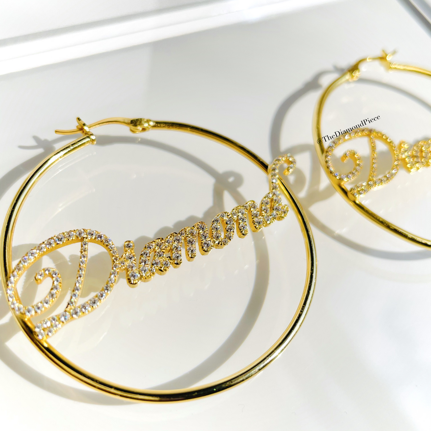 Sterling Silver CZ Diamond Name Hoops