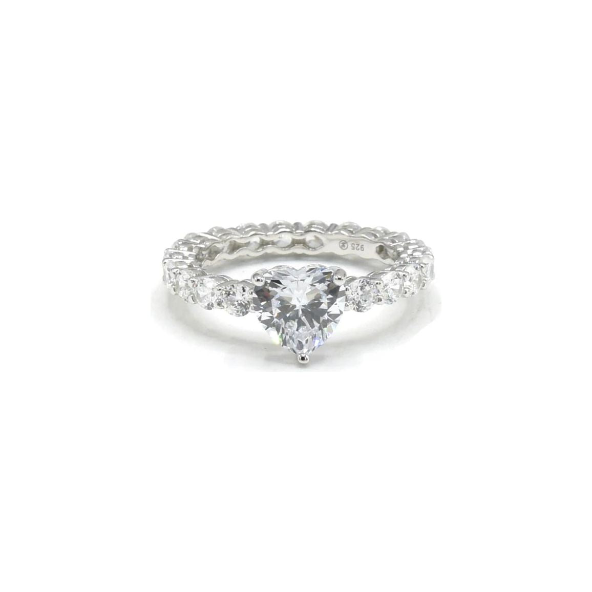 Sterling Silver CZ Diamond Heart Promise Ring