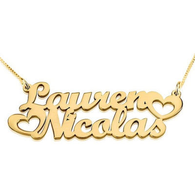 Two Name Double Heart Necklace