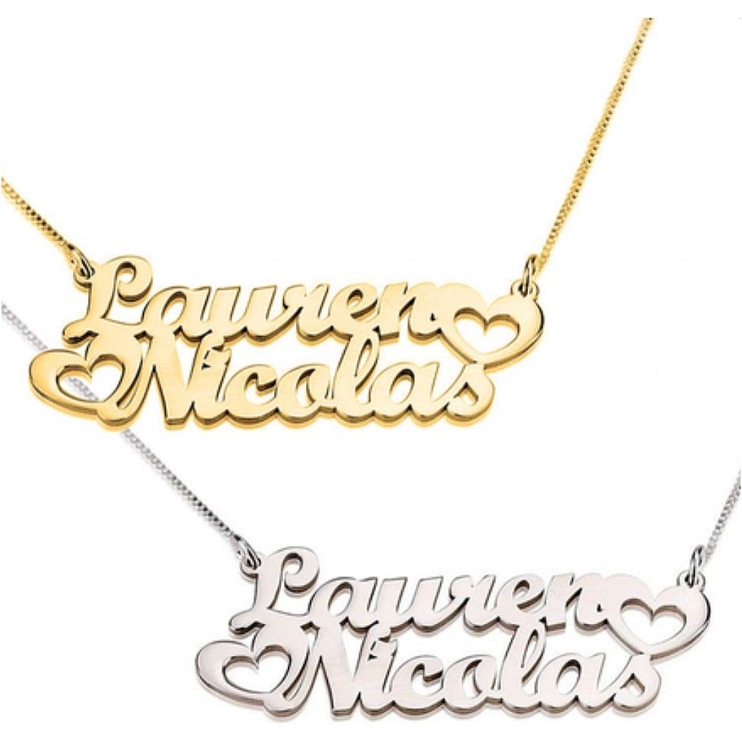 Two Name Double Heart Necklace