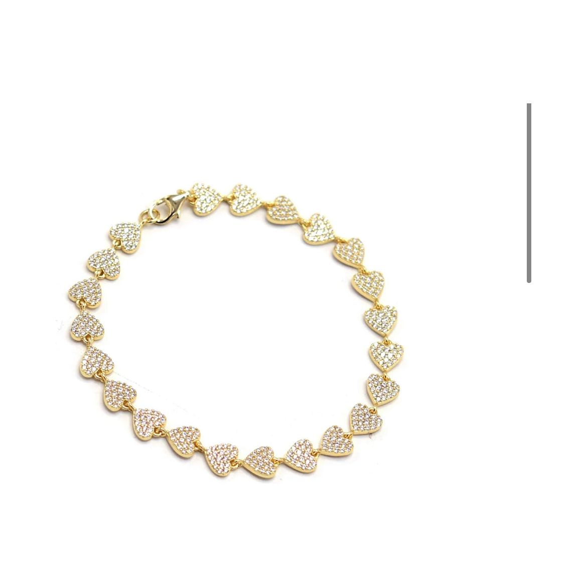 Sterling Silver Pave Heart Bracelet