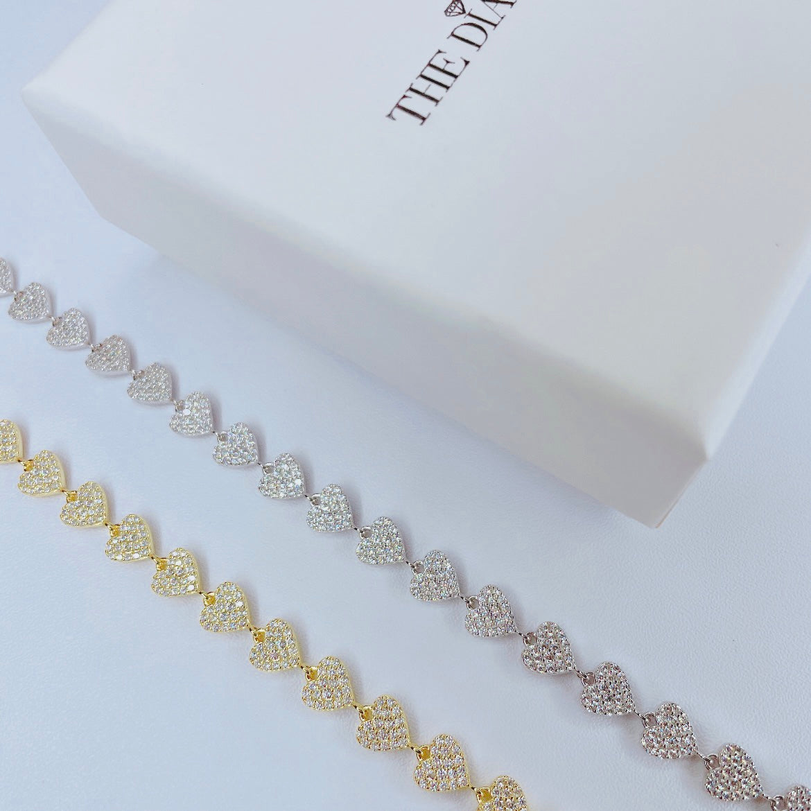 Sterling Silver Pave Heart Bracelet