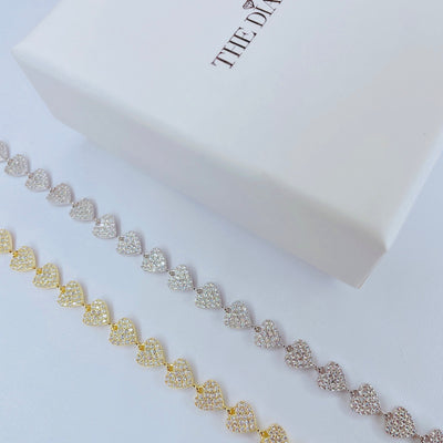 Sterling Silver Pave Heart Bracelet