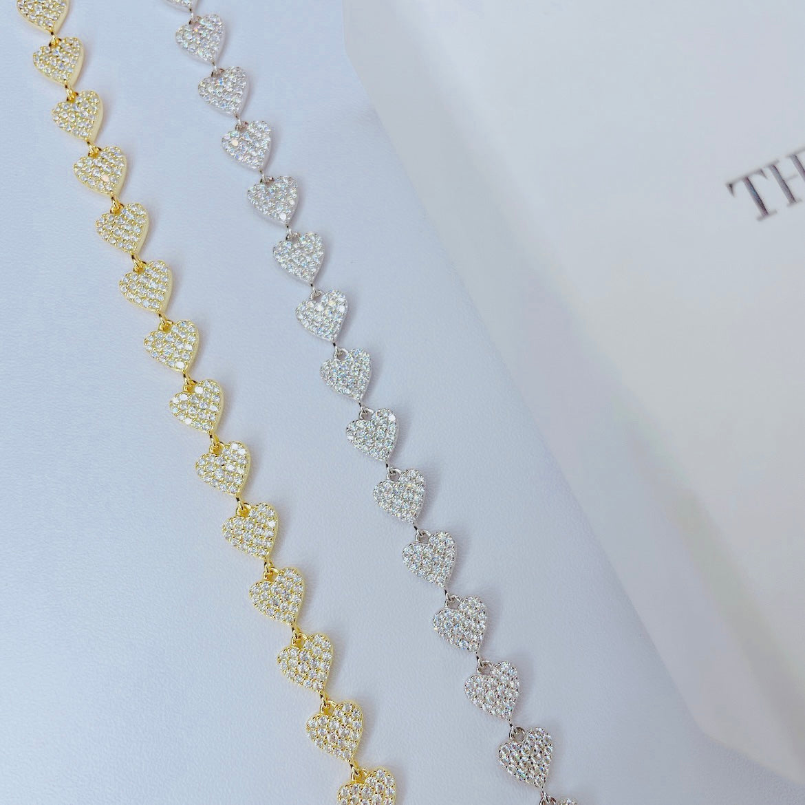 Sterling Silver Pave Heart Bracelet
