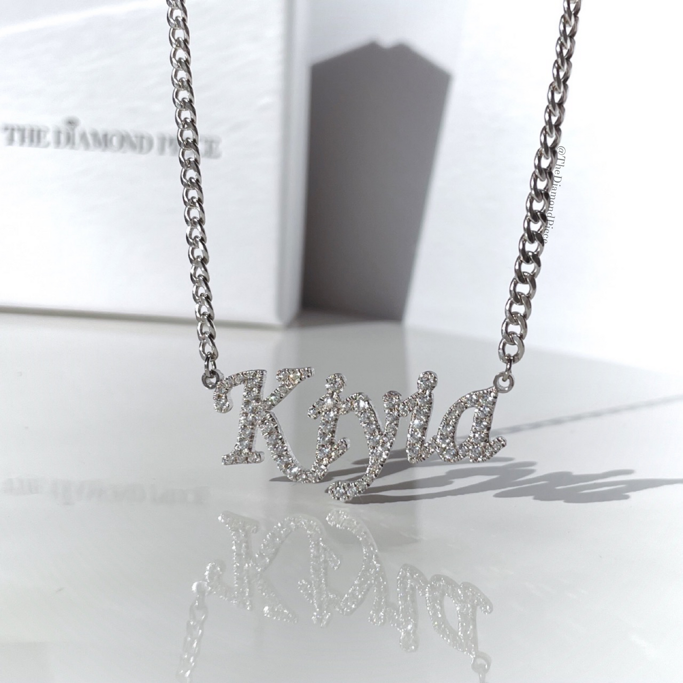 Sterling Silver Cuban Link CZ Diamond Name Necklace