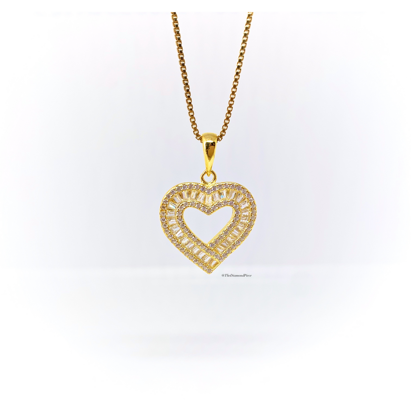 Sterling Silver Baguette Heart Necklace