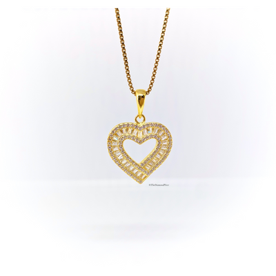 Sterling Silver Baguette Heart Necklace