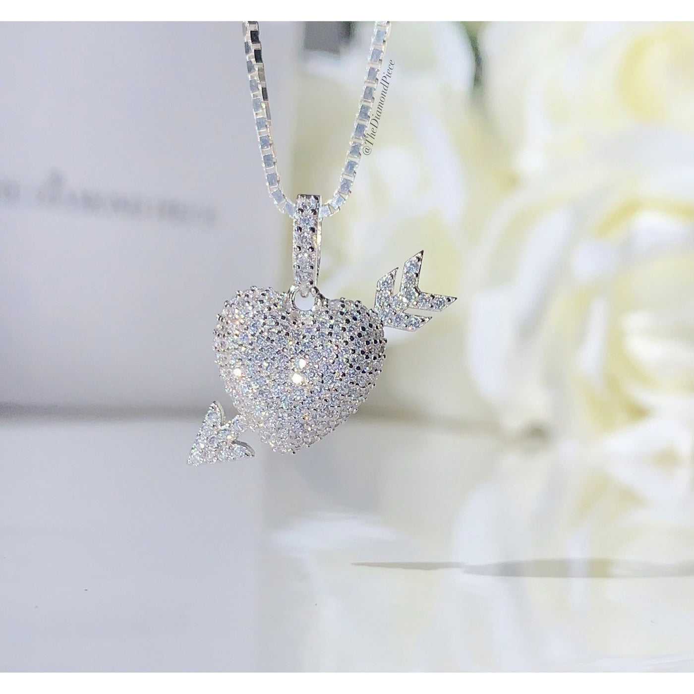 Sterling Silver CZ Diamond Love Struck Necklace