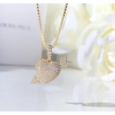 Sterling Silver CZ Diamond Love Struck Necklace