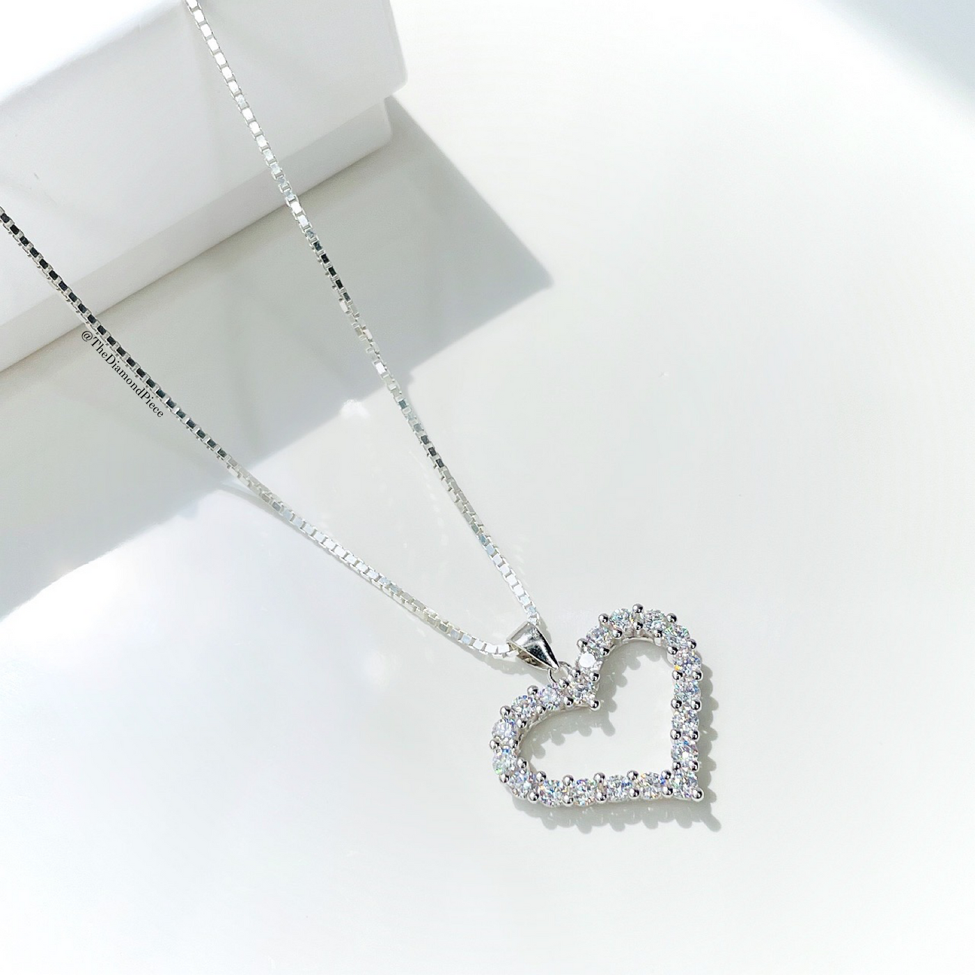 Sterling Silver CZ Diamond Heart Pendant Necklace