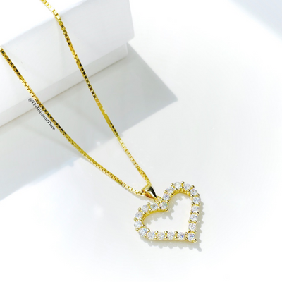 Sterling Silver CZ Diamond Heart Pendant Necklace